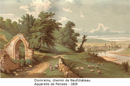 Village de Domrémy et la Meuse vus du vieux chemin de Neufchateau
