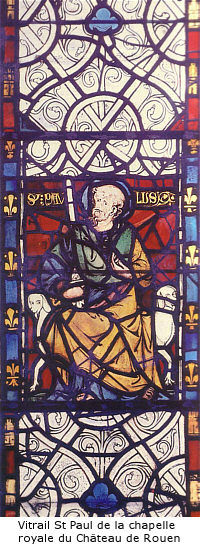 vitrail de la chapelle du chateau de Rouen représentant St Paul